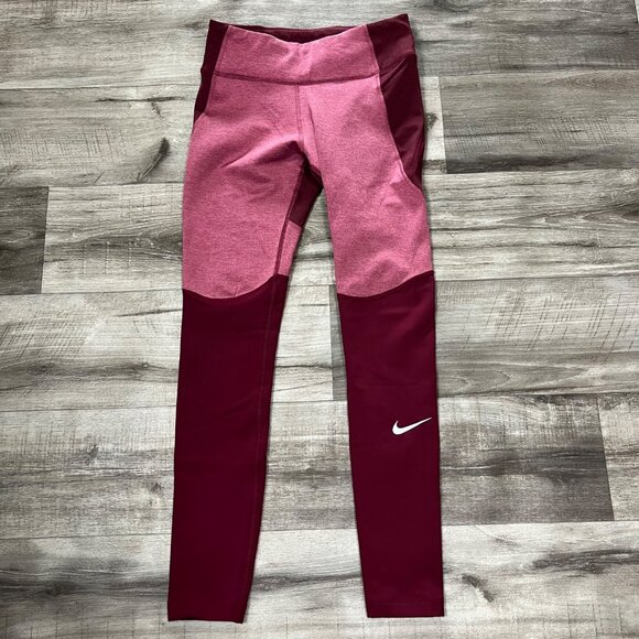 Nike Athletic Dri-Fit Mid Rise Tight Full Length Yoga Pants Pink NWT Size S - Picture 1 of 11